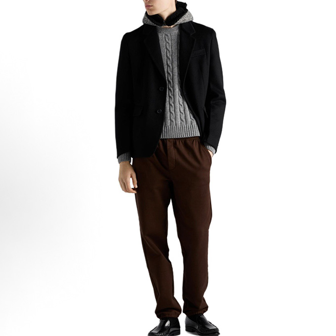 prada crew neck cable knit wool sweater